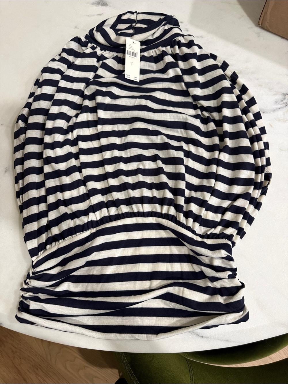 Maeve Navy and White Striped Tunic Top